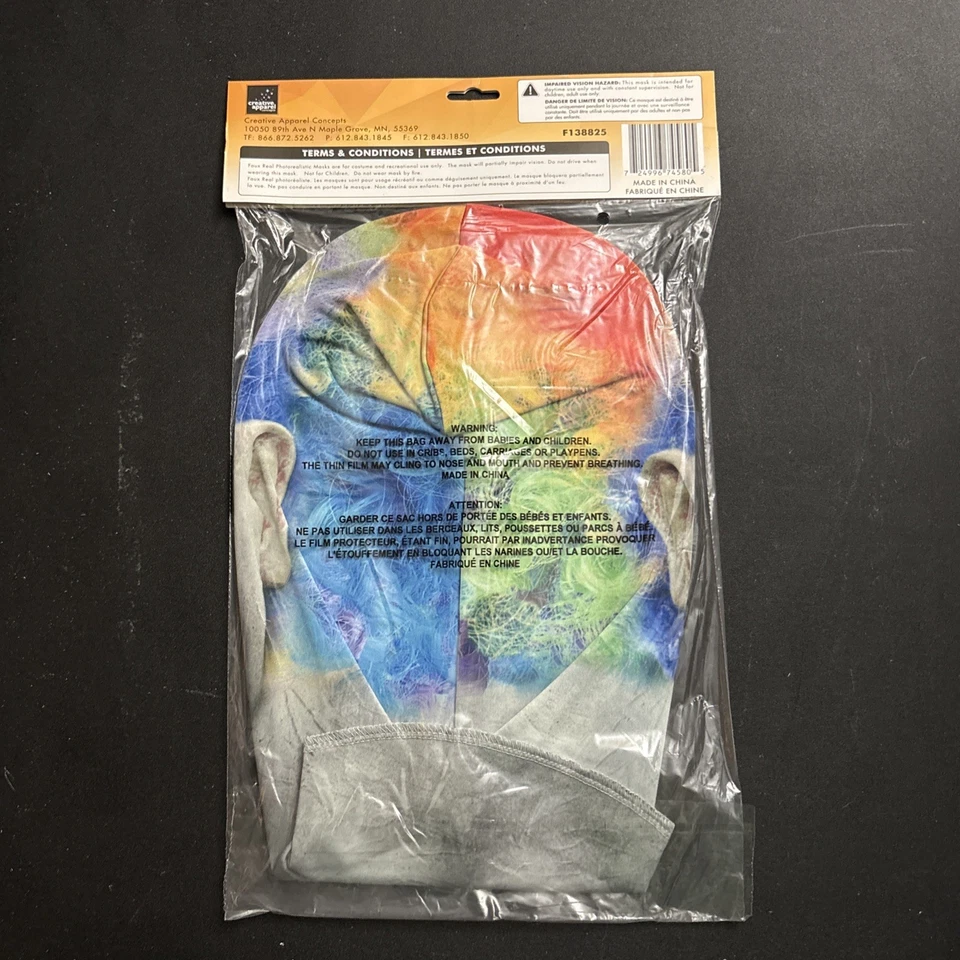 Faux Real Photorealistic Apparel CLOWN MASK Fabric Halloween Costume Adult Size - Image 4 of 4