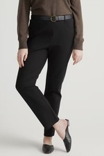 Quince Ultra-Strech Ponte Straight-leg 4 Poquets Pants, Black Size L