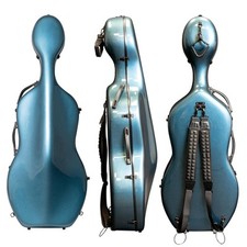 Carbon Fiber Cello Case - 12.5lb Wheels, Carry Straps - Blue - CC-7002