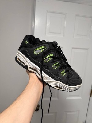 Osiris D3 2001 Black Green White Men's Athletic Sneakers Lace Up Low Top