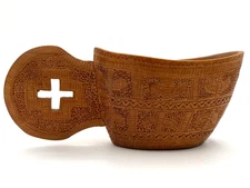 Vintage Hand Carved Scandinavian Wedding Cup -  Folk Art