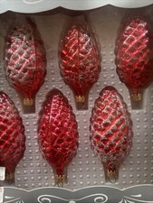 Vtg Christmas Ornaments Made Columbia Glass Hand Made Gorgeous Pinecone 3,5" Box