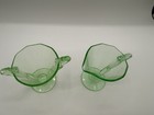 Vintage CAMBRIDGE Uranium Cream & Sugar 1930's Green Decagon Vaseline Glass Set — photo 6