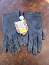Vintage Aris Soft Leather Gloves Size 7 1/2 Nylon lined antique original tags