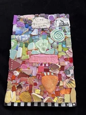 Handmade Mosaic Art” Enchanted Life”Polymer Clay Original On Wood  12”x 8”