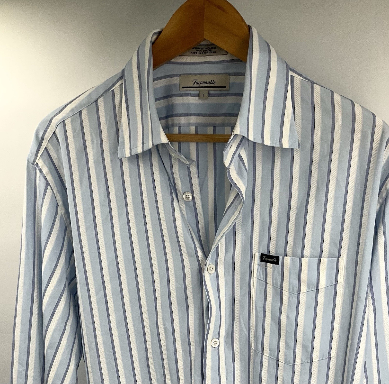 Faconnable Blue Stripes Button Down Long Sleeve S… - image 2