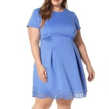 Vince Camuto Laser Cut Pleated Scuba Dress Size 18W