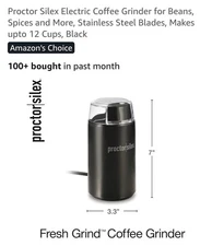 Proctor Silex Electric Coffee Grinder for Beans Spices & More Stainless Blades