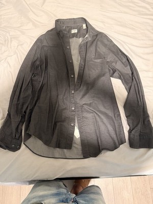 Armani Collezioni Gray Pinstripe Cotton Button-Up Shirt Long Sleeve Men's M