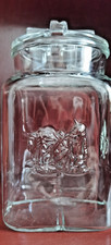 HUDSON BAY Glass Storage Jar with CROSS Lid ~ Embossed FLEUR-DE-LIS CREST BEAVER