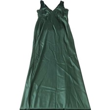 Green Satin Slip Dress Women's Elegant V Neck Sleeveless Evening UK12