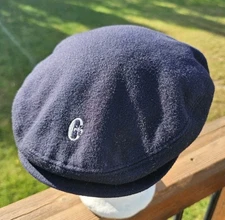 Conte Of Florence Navy Wool Flat Baretta Hat Flat Cap Earflaps Newsboy Classic