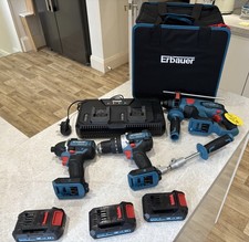Erbauer 18v EXT Cordless SDS Drill, Combi Drill & Impact Driver Set.  3*Battery.