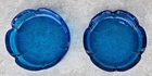 Vtg 7" MCM Anchor Hocking Blue Art Glass Ashtray Trinket Dish Pebbled Lotus Pair