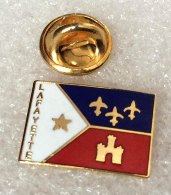Vintage Pin Flagge Acadiane Pays des Cadiens Lafayette (Louisiana) vergoldet
