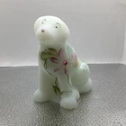 Fenton Dog satin  Labrador Hand Painted Flowers Gem Signed