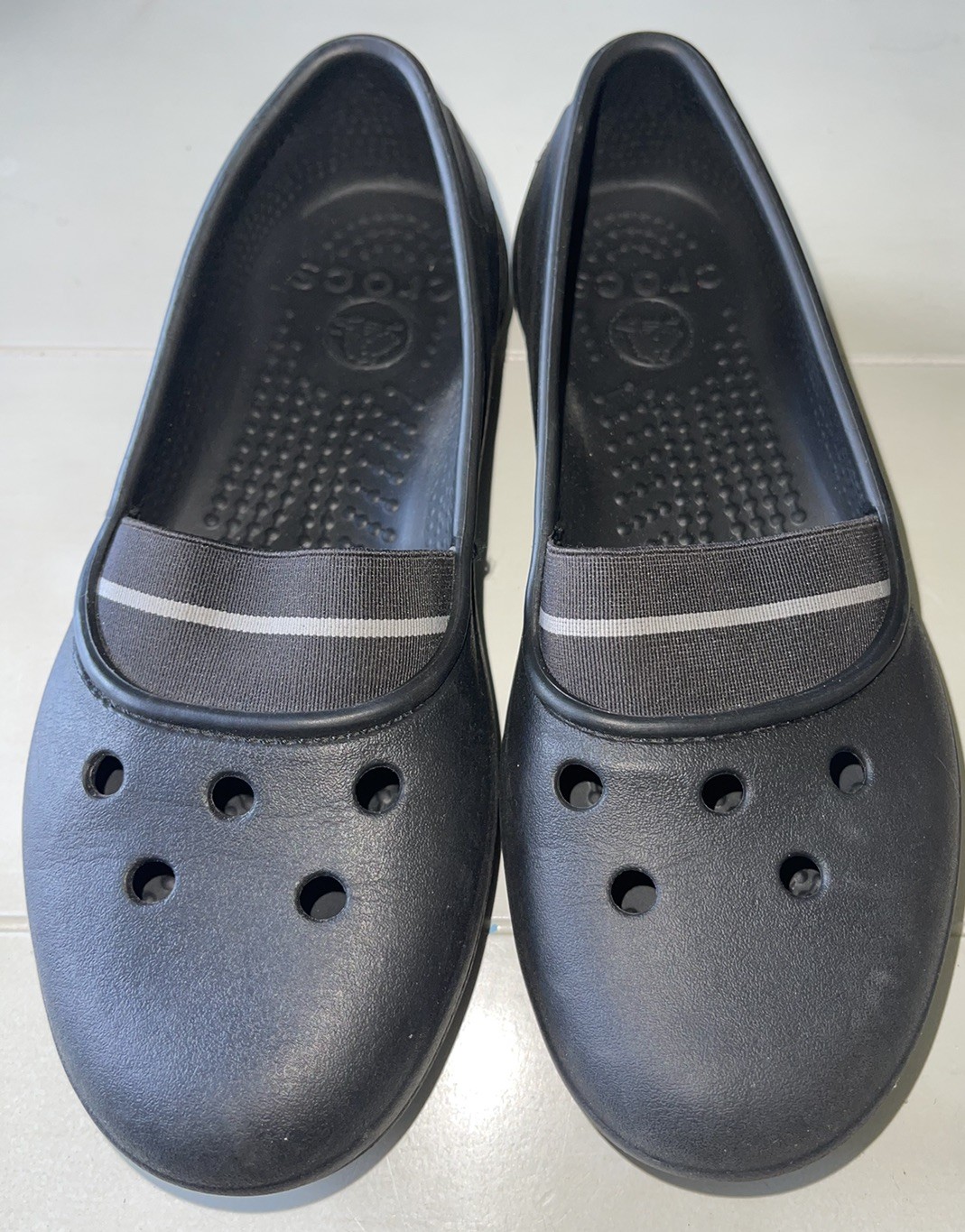 Crocs Juneau Flats Womens Slip On Loafers Comfort Casual Shoes Black Size 4-image