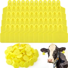 100 Pcs Blank Cattle Ear Tags Large Plastic Precision Animal Identification B...