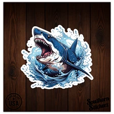 Shark Wave Bite - Vinyl Decal Sticker - Car Window Laptop - ebn9507