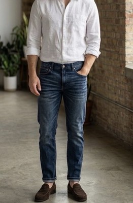 Calvin Klein Jeans Mens 32x30 Blue Straight Leg Stretch Classic Denim Dark Wash