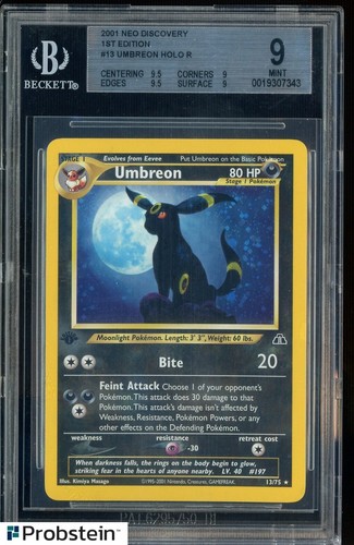 2001 Pokemon Neo Discovery 1st Edition #13 Umbreon Holo BGS 9 MINT