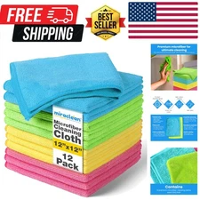 Microfiber Cleaning Cloth 12 Pack - 12 x 12 inches - Rags for Cleaning House ...