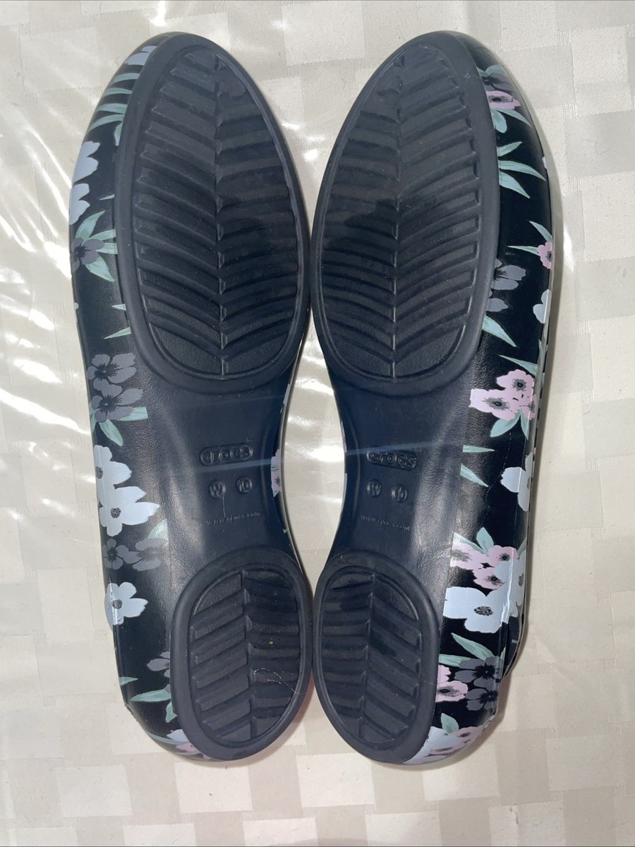 Crocs Kadee Shoes Womens Size 10 Black Floral Print Slip On Laura