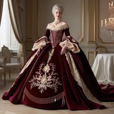 Custom Luxury 18thCentury Vintage Victorian Evening Gown Embroidered Corset Lace