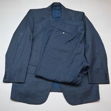 Vtg USA Made 60s 42R 34x30 Blue Striped Wool Mens Jacket Pants Suit