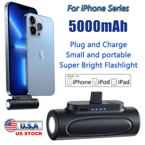 5000mAh Portable Power Bank External Battery Fast Charger For Apple 14 13 12 11 - Afbeelding 1 van 10