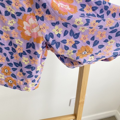 Kip Co x Cotton On Girls Playsuit Size M Purple Floral Casual Viscose/Linen - Picture 4 of 7