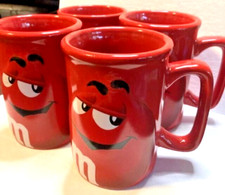 M &M's Cups Coffee Hot Chocolate/Tea Mugs Table Gift Setting of 4 Ceramic 12oz