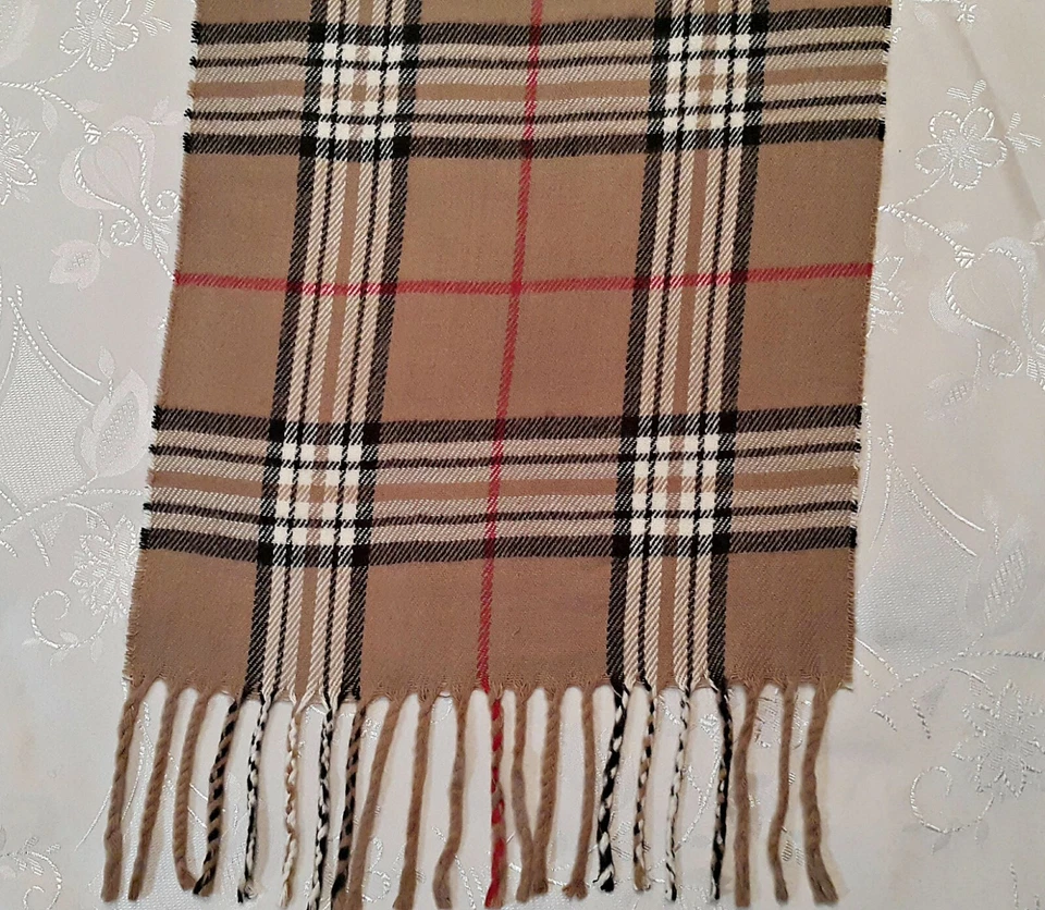 BUFANDA LARGA CON FLECOS VINTAGE AUTÉNTICA CODELLO A CUADROS Y CUADROS MEZCLA DE CACHEMIR PARA HOMBRE Foto 2 de 3