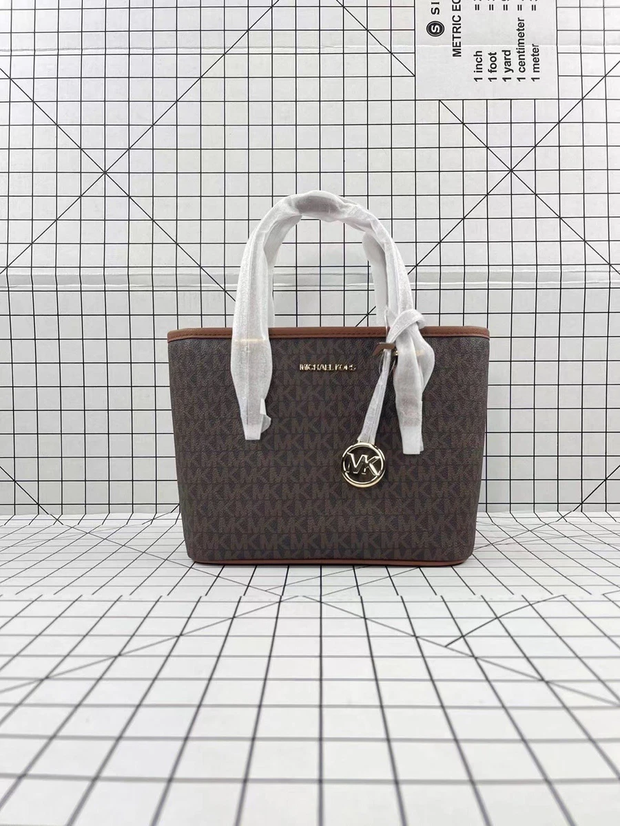 Michael Kors Jet Set Travel Xs small tote crossbody Signature MK logo Bag brown
