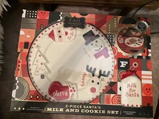 F-A-O Schwarz 2 piece Santa's milk and cookie set