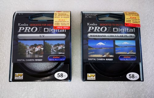 58mm Genuine Kenko Filters: Pro1 Digital Wideband Circular PL (W) + Pro1D DMC UV - Picture 1 of 3