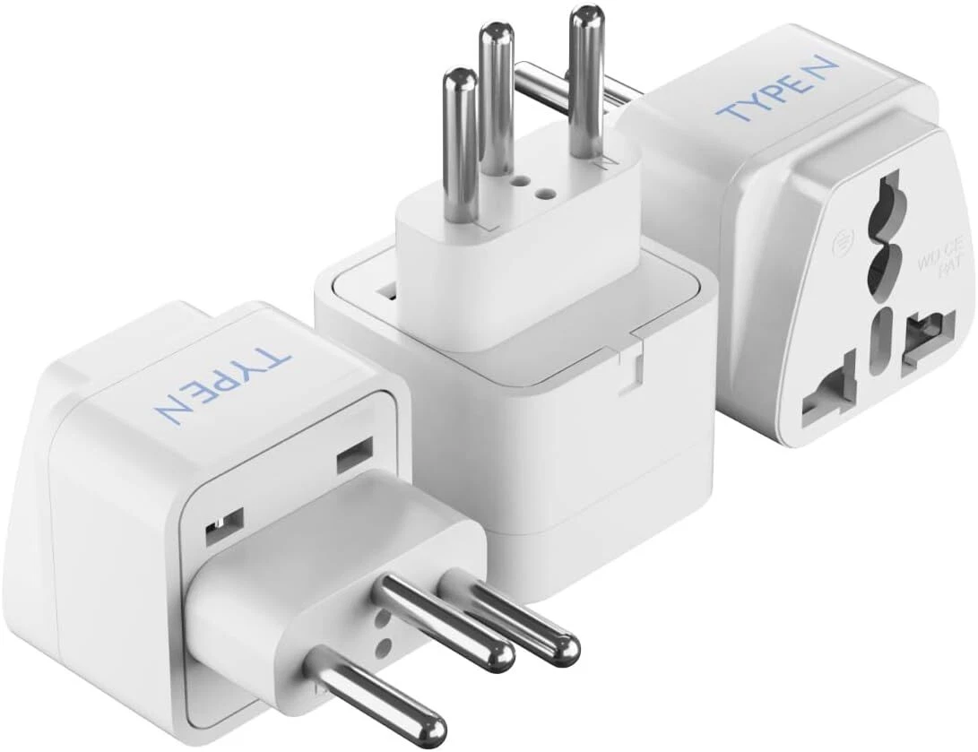 Ceptics Brazil Travel Plug Adapter, Type N - 3 PACK