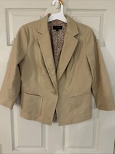 Talbots Blazer Jacket Size 10 Tan One Button Career Office Work