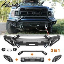 3 IN 1 Front Bumper w/2*LED Pod Lights+2*Shackles For 2018 2019 2020 Ford F150