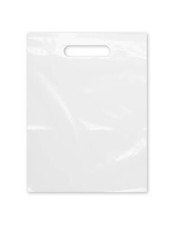 100 Pack Purple Q Crafts Plastic Bag With Die Cut Handle 9" x 12" White Bags