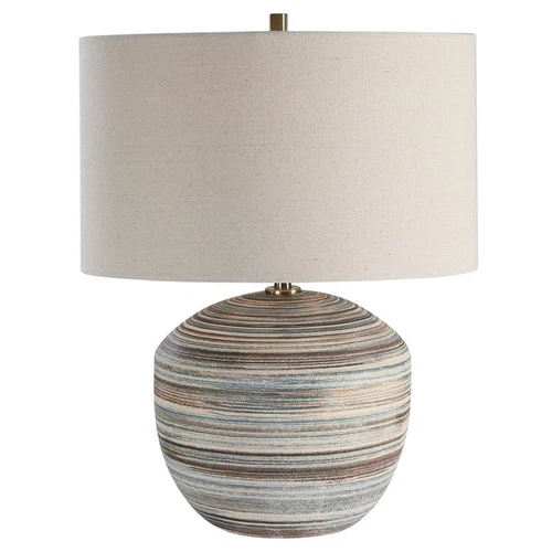 Uttermost Prospect Ceramic and Iron Striped Accent Lamp in Blue/Brown/White - Picture 3 of 9