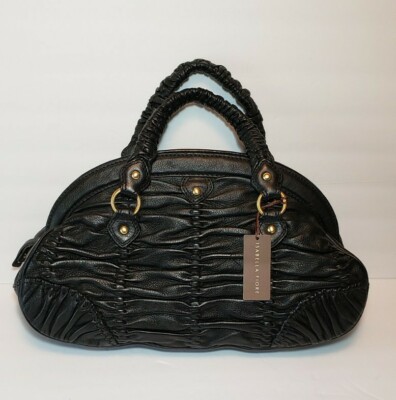LIMITED EDITION ISABELLA FIORE BLACK MAIN SQUEEZE BROOKE ROUCHED HANDBAG NWT$575
