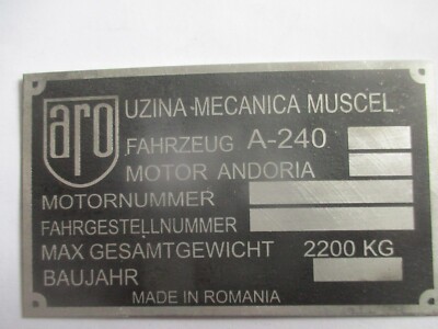 Typenschild Schild Oldtimer ARO MICM MUSCEL A-240 Motor  Andoria s89