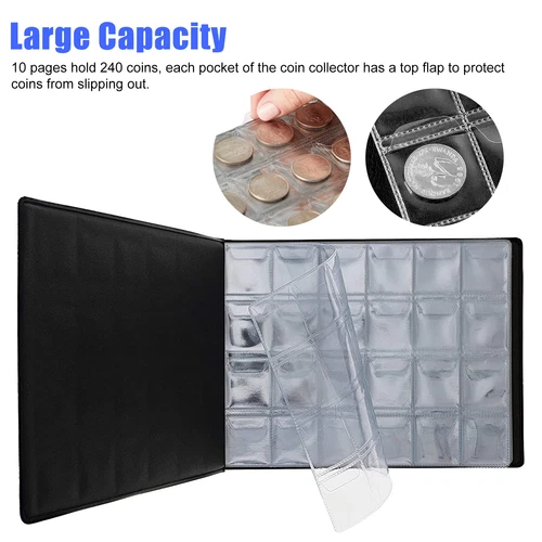10x 240 Taschen Münzaufbewahrung Buch Sammlung Album Ordner Geld Halter Organizer - Bild 6 von 10