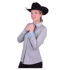 70264 Royal Highness Pinstripe Western Show Shirt w/Double Collar - Blue & White