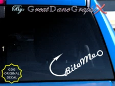 BITE ME Fishing Fish Hook #1 -Vinyl Decal Sticker -Color Choice -HIGH QUALITY