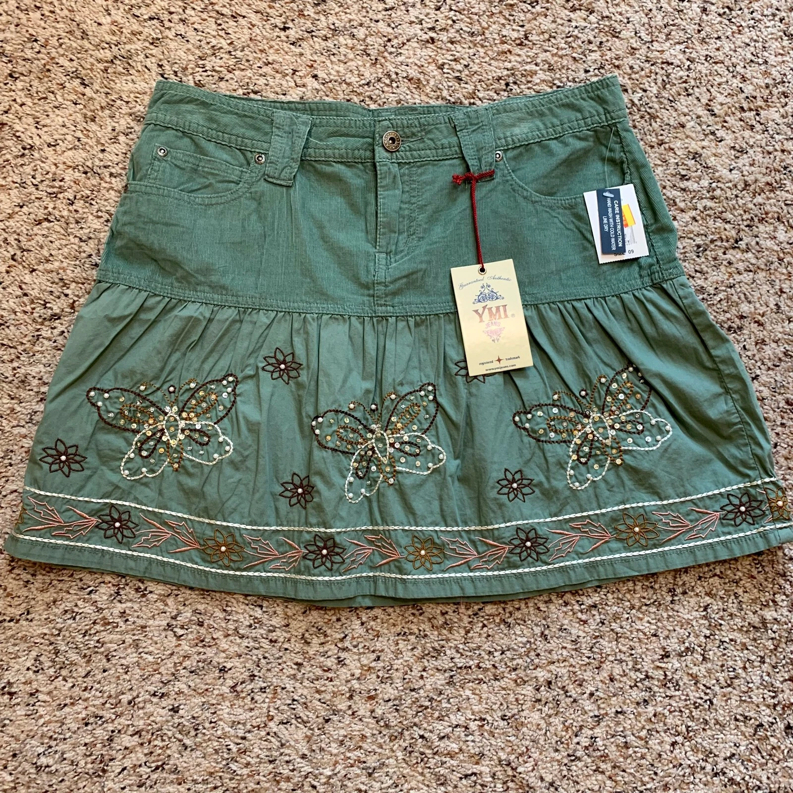 YMI Womens Corduroy Cotton Skirt New with Tags NWT Size 9 SEE VIDEO