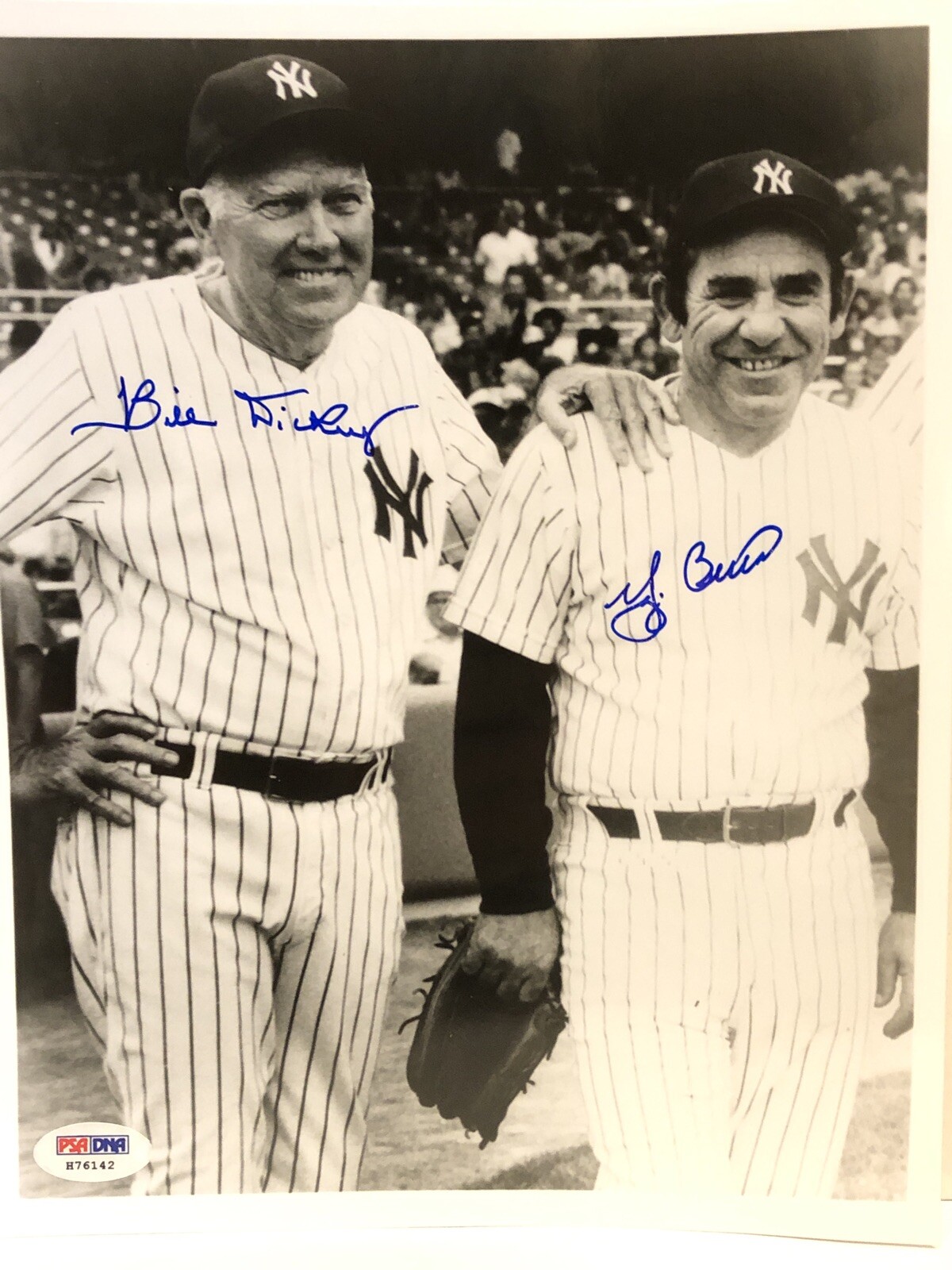 BILL DICKEY & YOGI BERRA NEW YORK YANKEES HOF Signed 8X10 PHOTO PSA/Dna