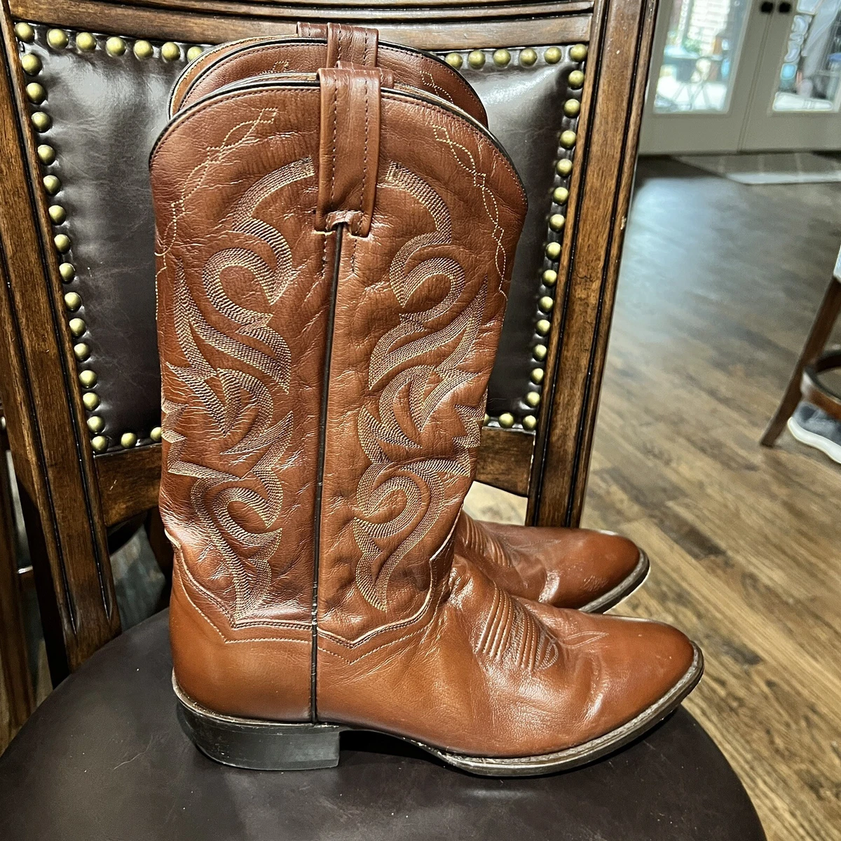 GUCCI Italian Brown Leather WESTERN Cowboy BOOTS w/ Ombre Detail