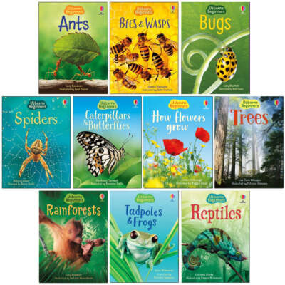 Usborne Beginners Nature 10 Books Set - Ants Bugs Spiders Tree Reptiles Rainfore